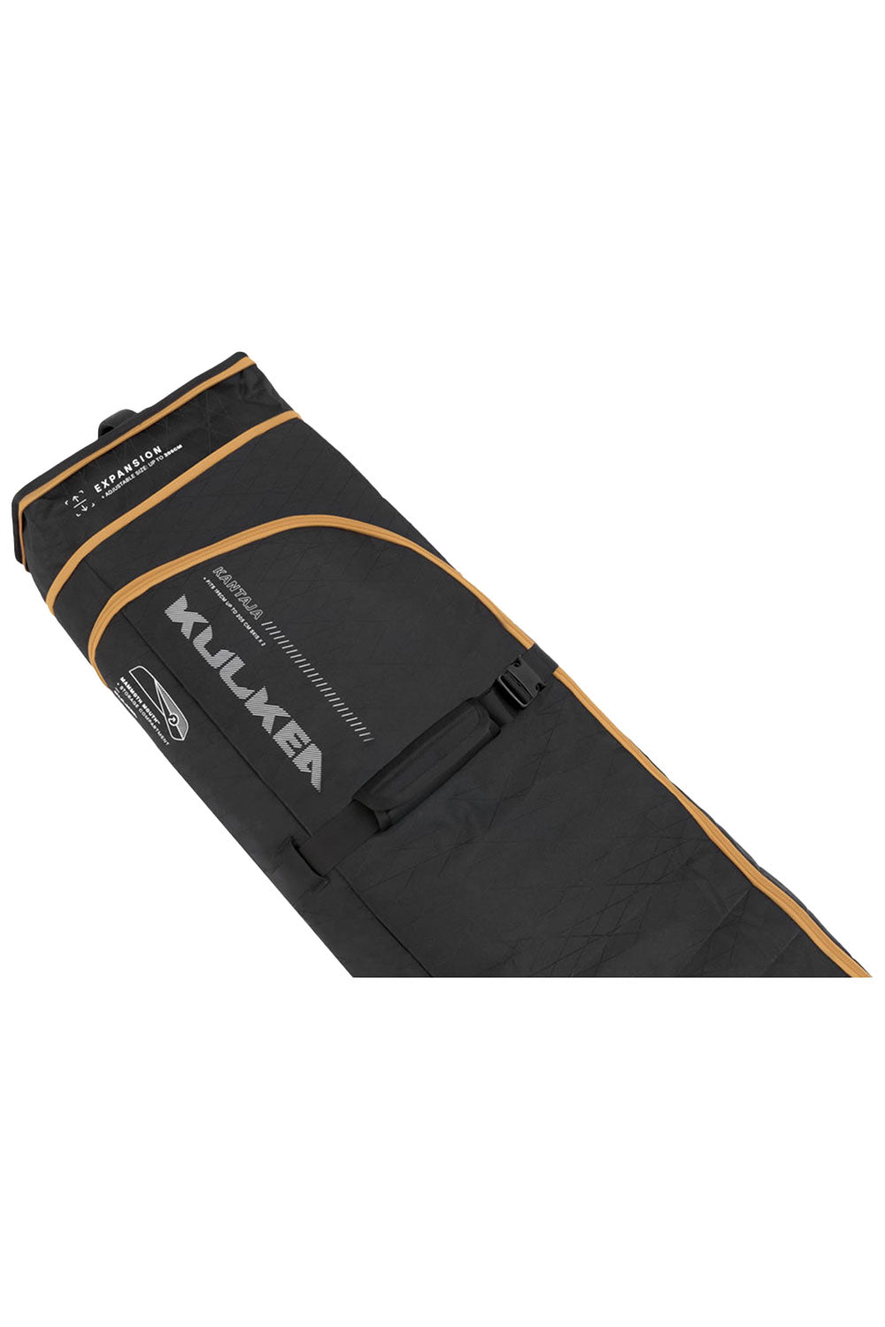 Black and orange ski  bag with Kulkea branding on a white background