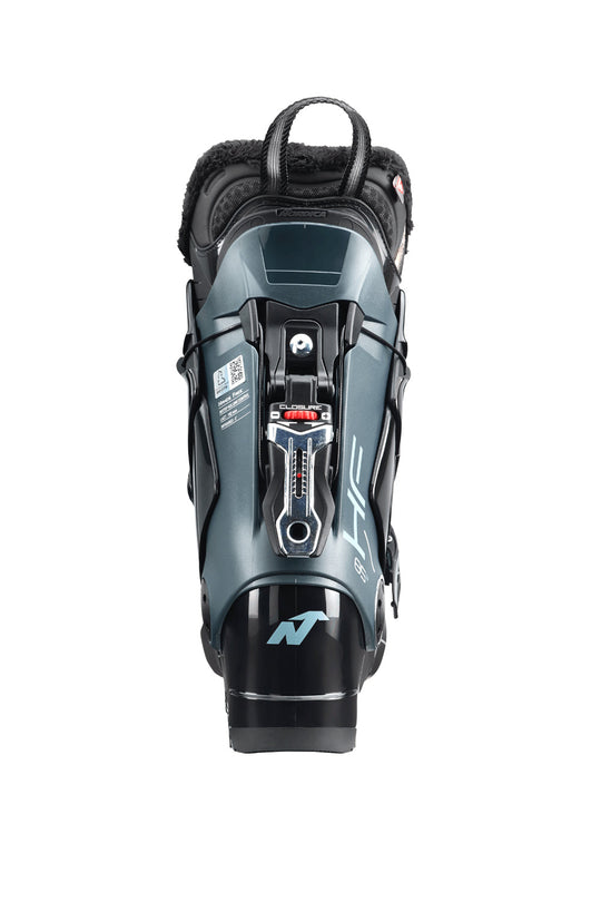 women's Nordica HF 85 ski boots, black with aqua accents