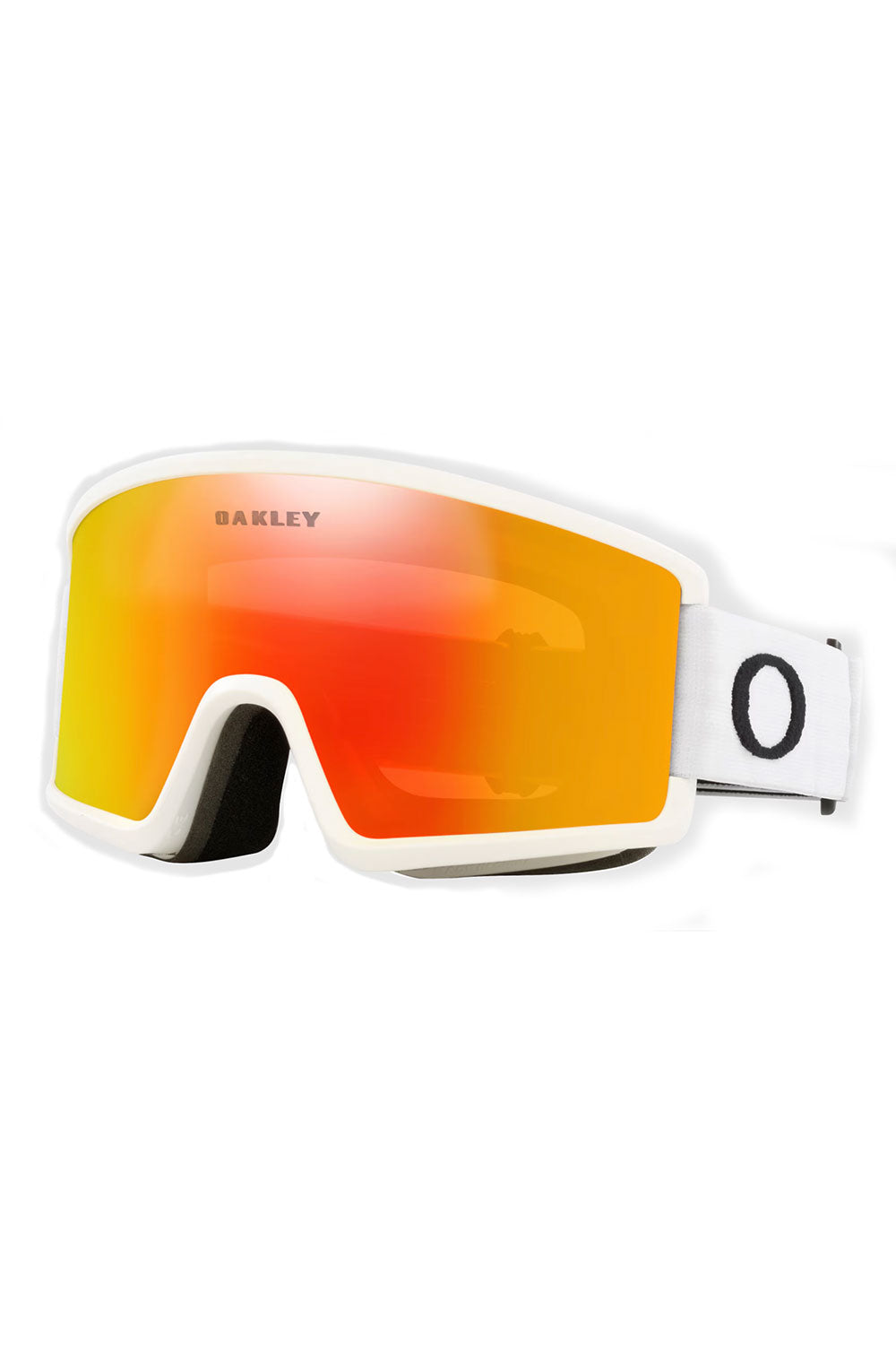 Oakley goggles with orange lenses on a white background