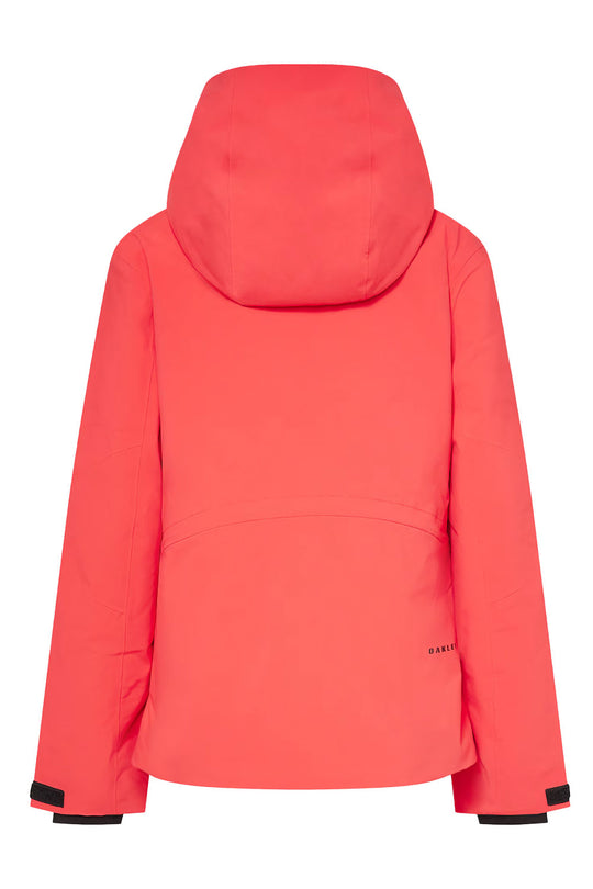 Coral pink jacket with a hood on a white background