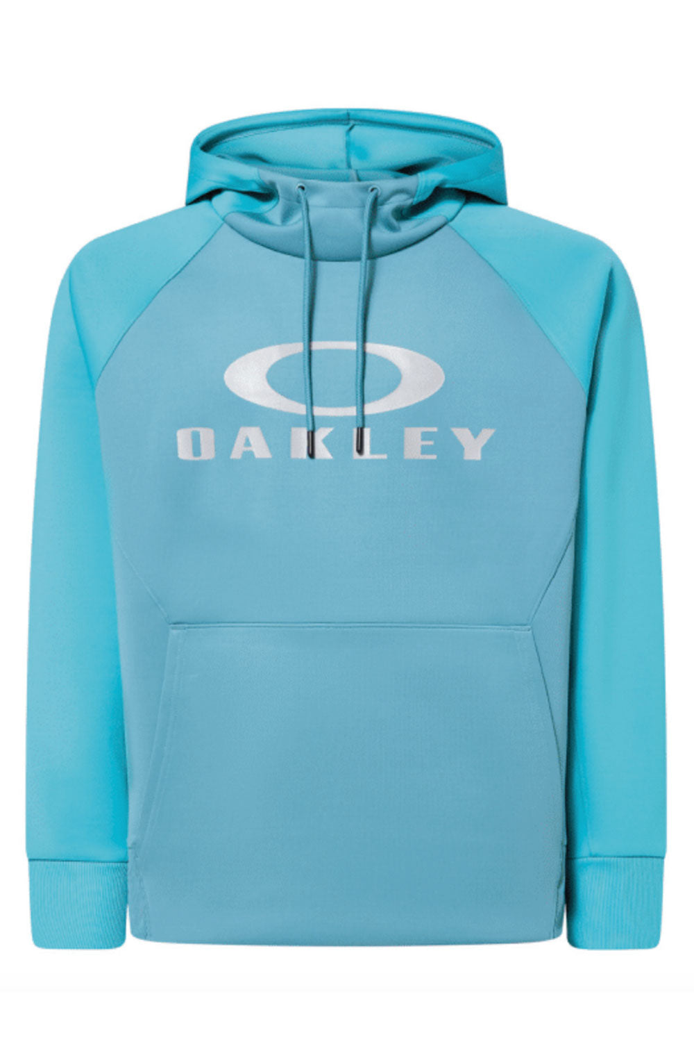 Blue hoodie with Oakley logo on a white background