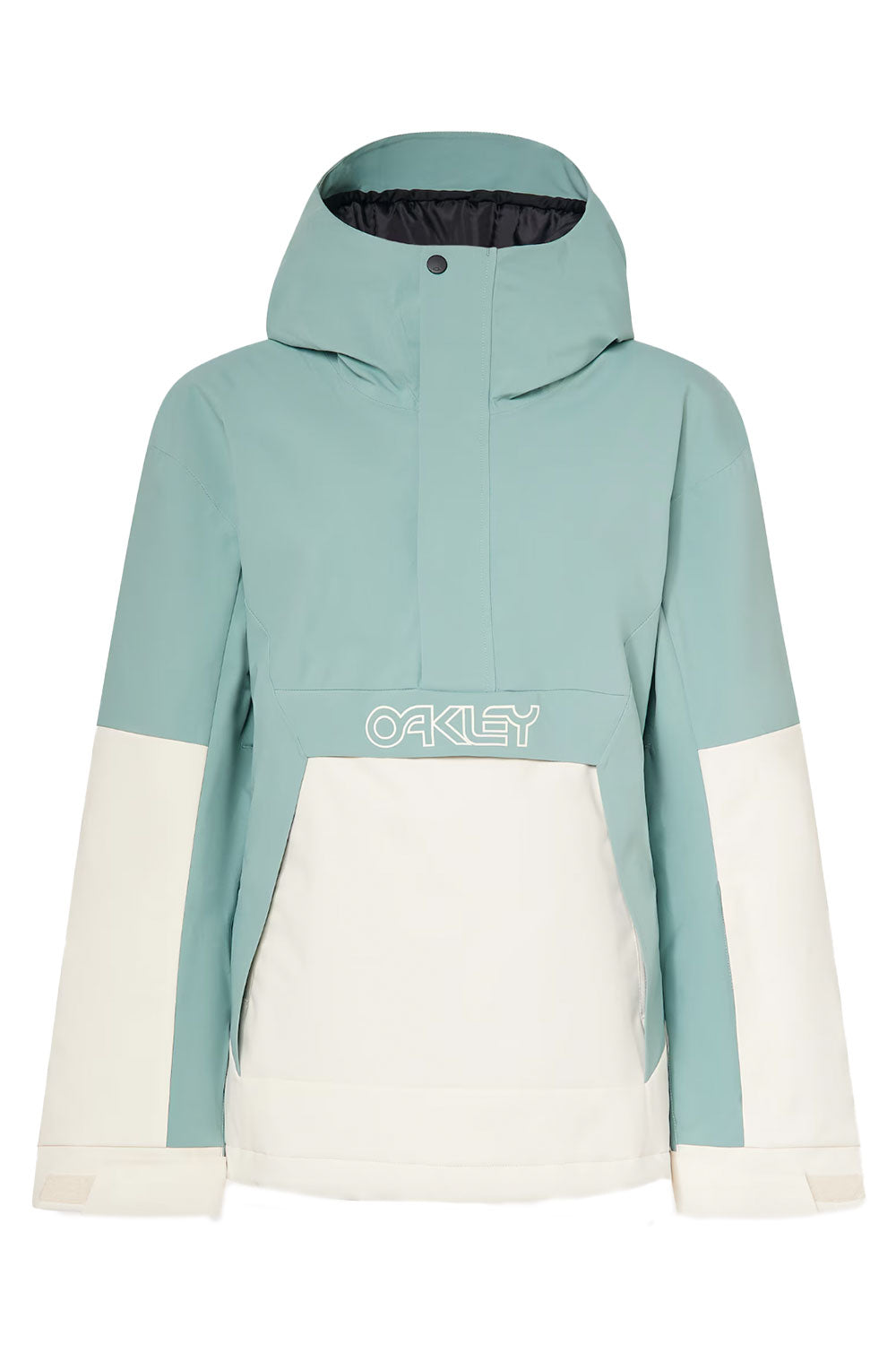 Green and white jacket with Oakley logo on a white background