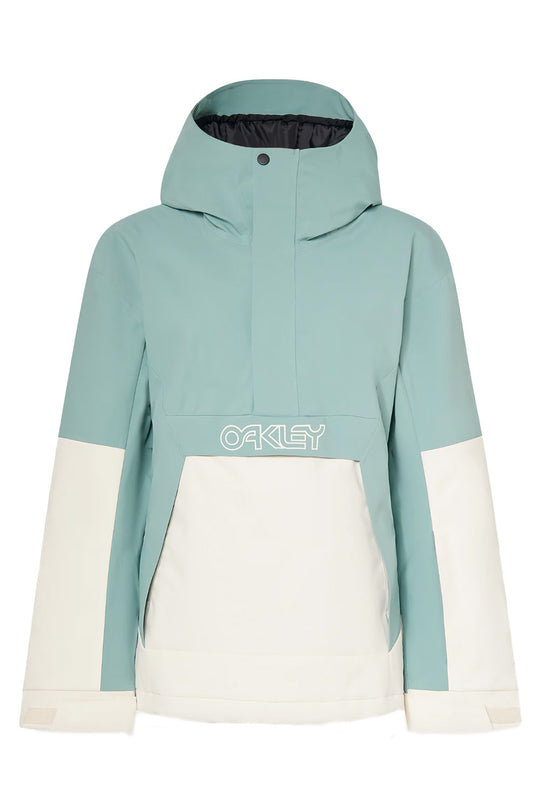Green and white jacket with Oakley logo on a white background