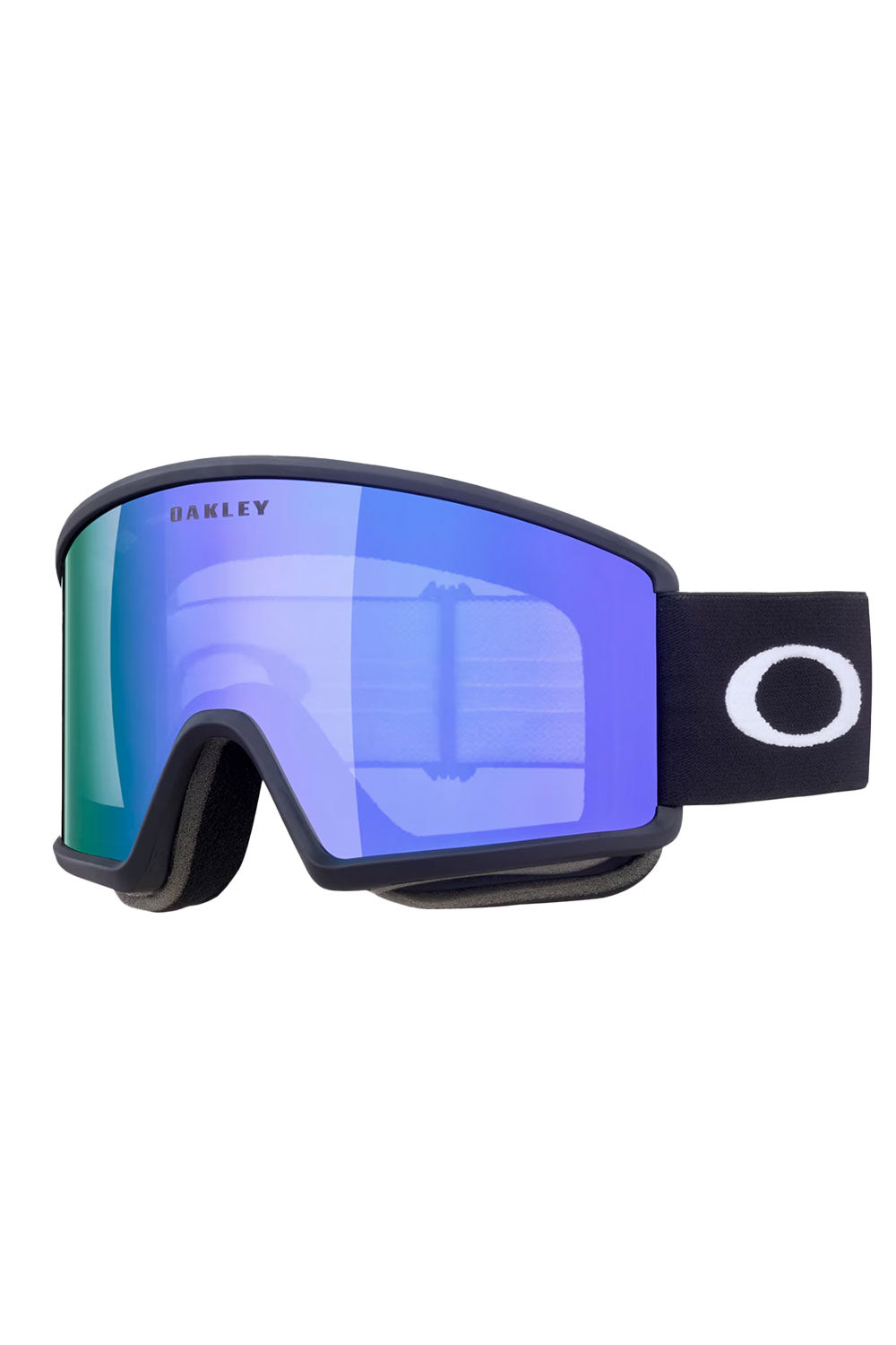 Oakley goggles with blue lens on a white background