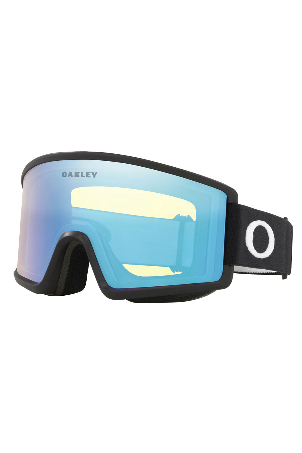 Oakley goggles with blue lens on a white background