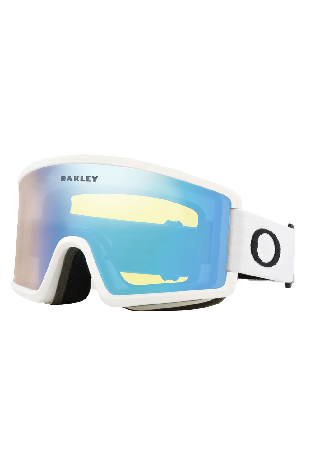 Oakley goggles with blue lens on a white background