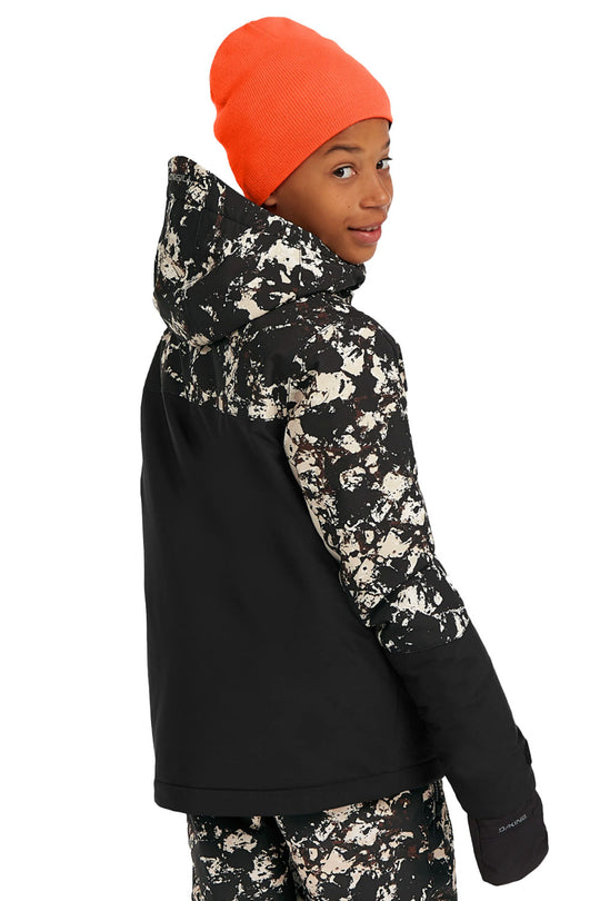 Kids' O'Neill coat black colorblock pattern with orange detail