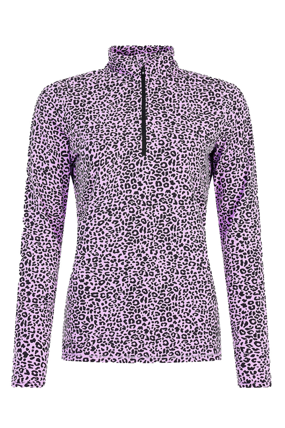 Purple leopard print long-sleeve top on a white background