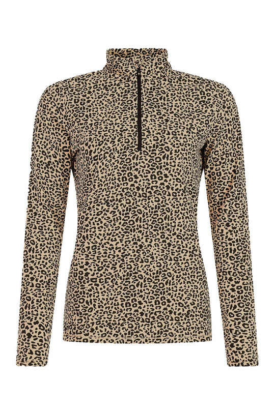 Leopard print long-sleeve top on a white background
