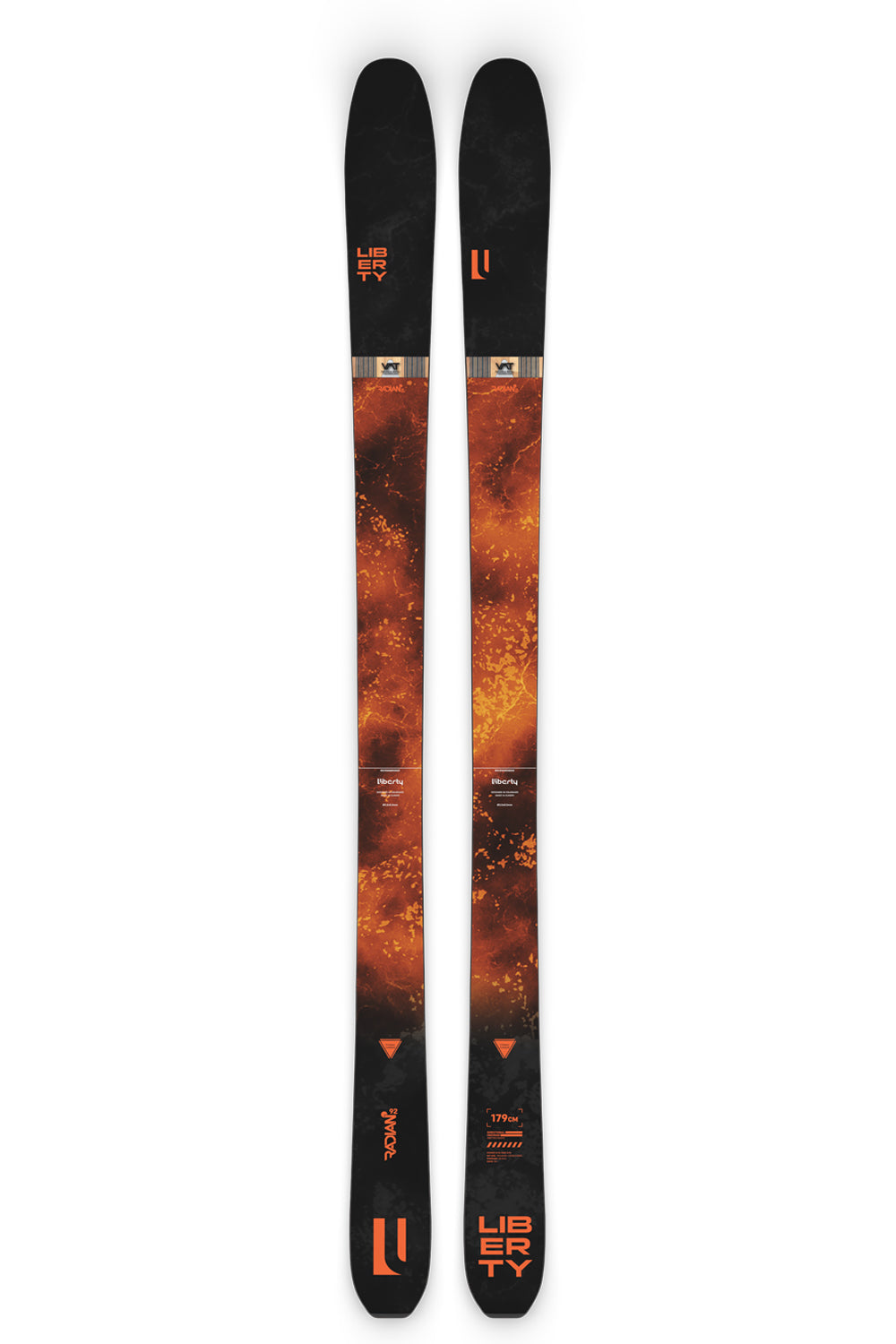 men's Liberty Radian skis, black and orange