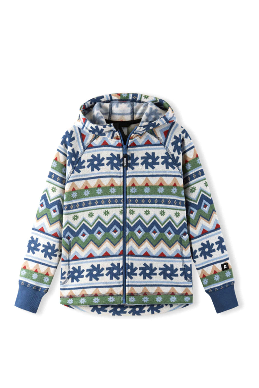 Colorful patterned hoodie on a white background