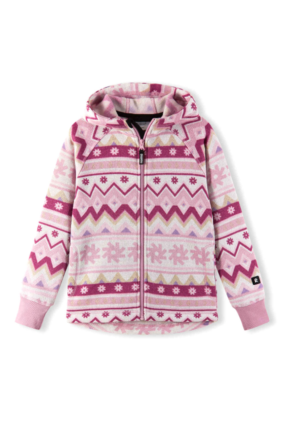 Pink patterned hoodie on a white background