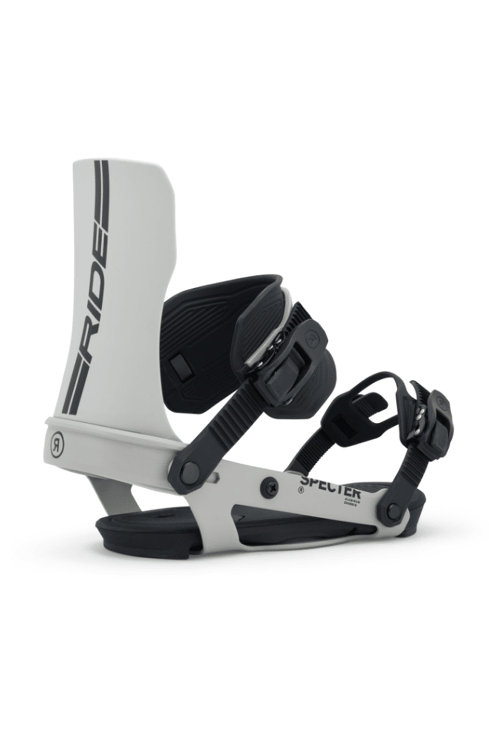 Ride Specter snowboard binding, light gray and black