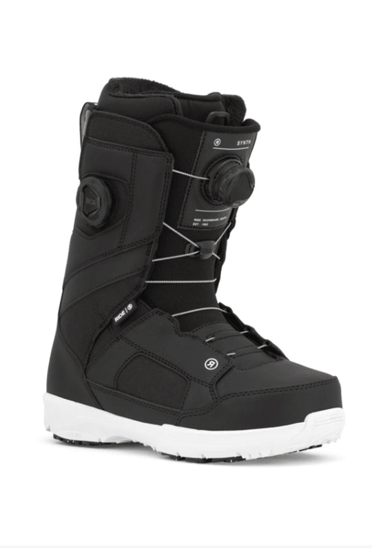 women's Ride Synth snowboard boots, black with white accents