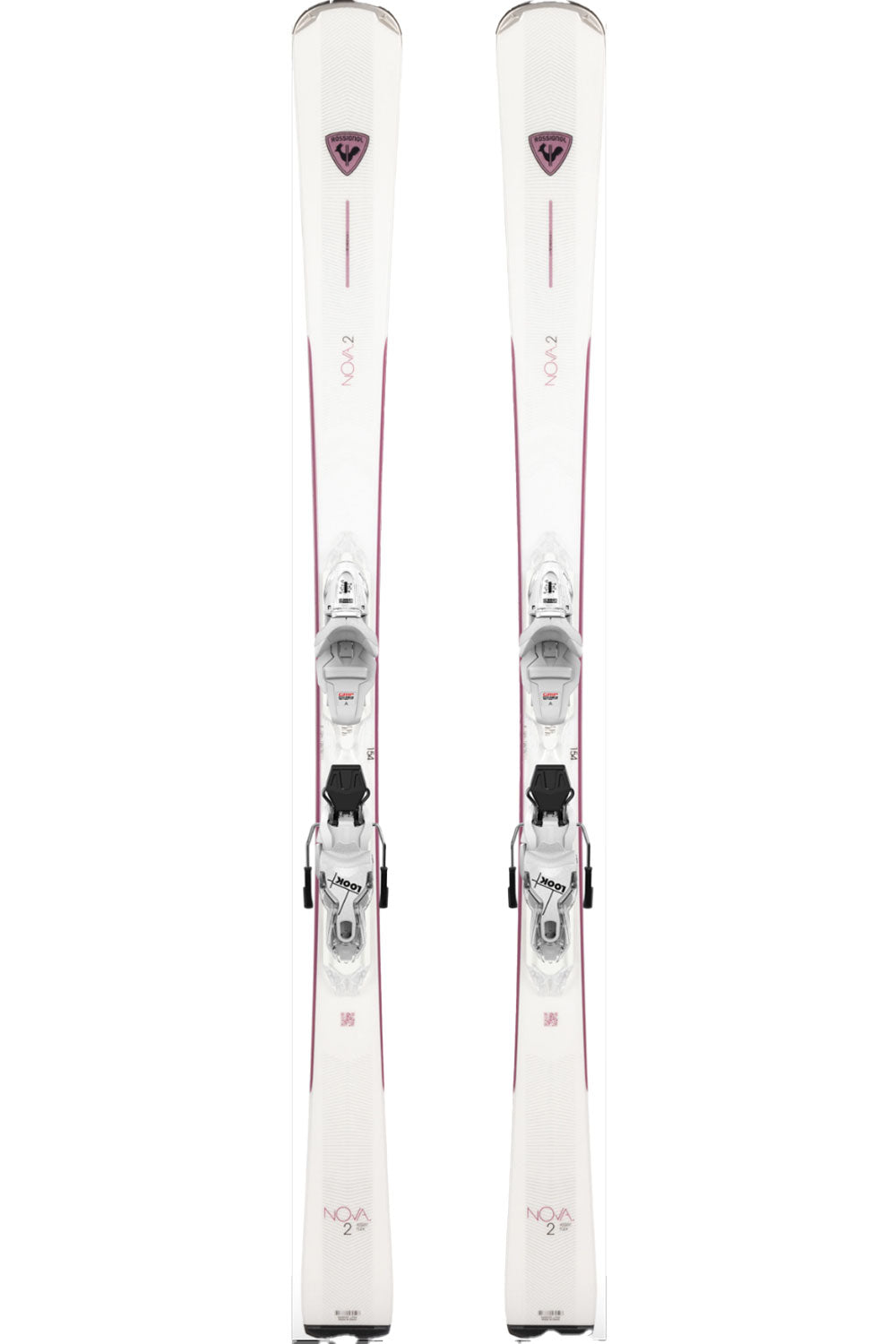 white skis wtih bindings