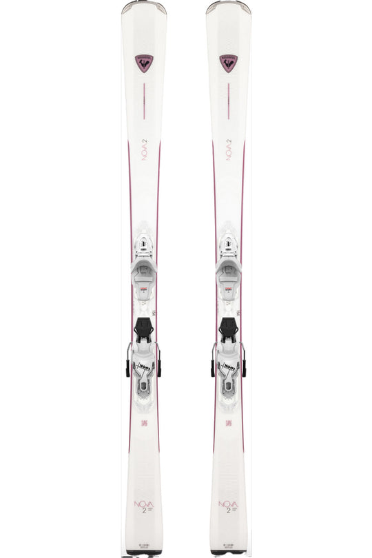 white skis wtih bindings
