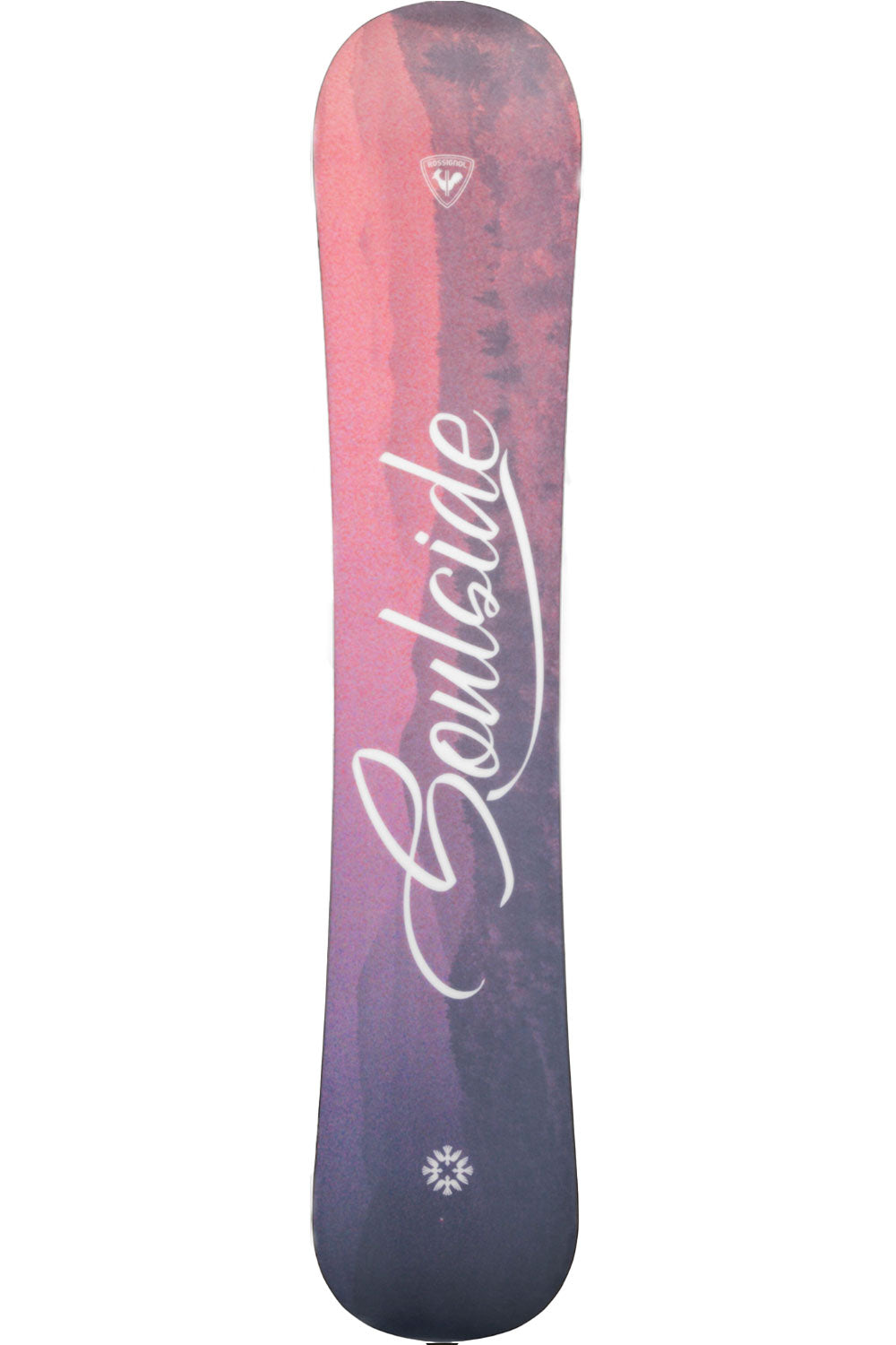 Bottom of snowboard that says "Soulside"