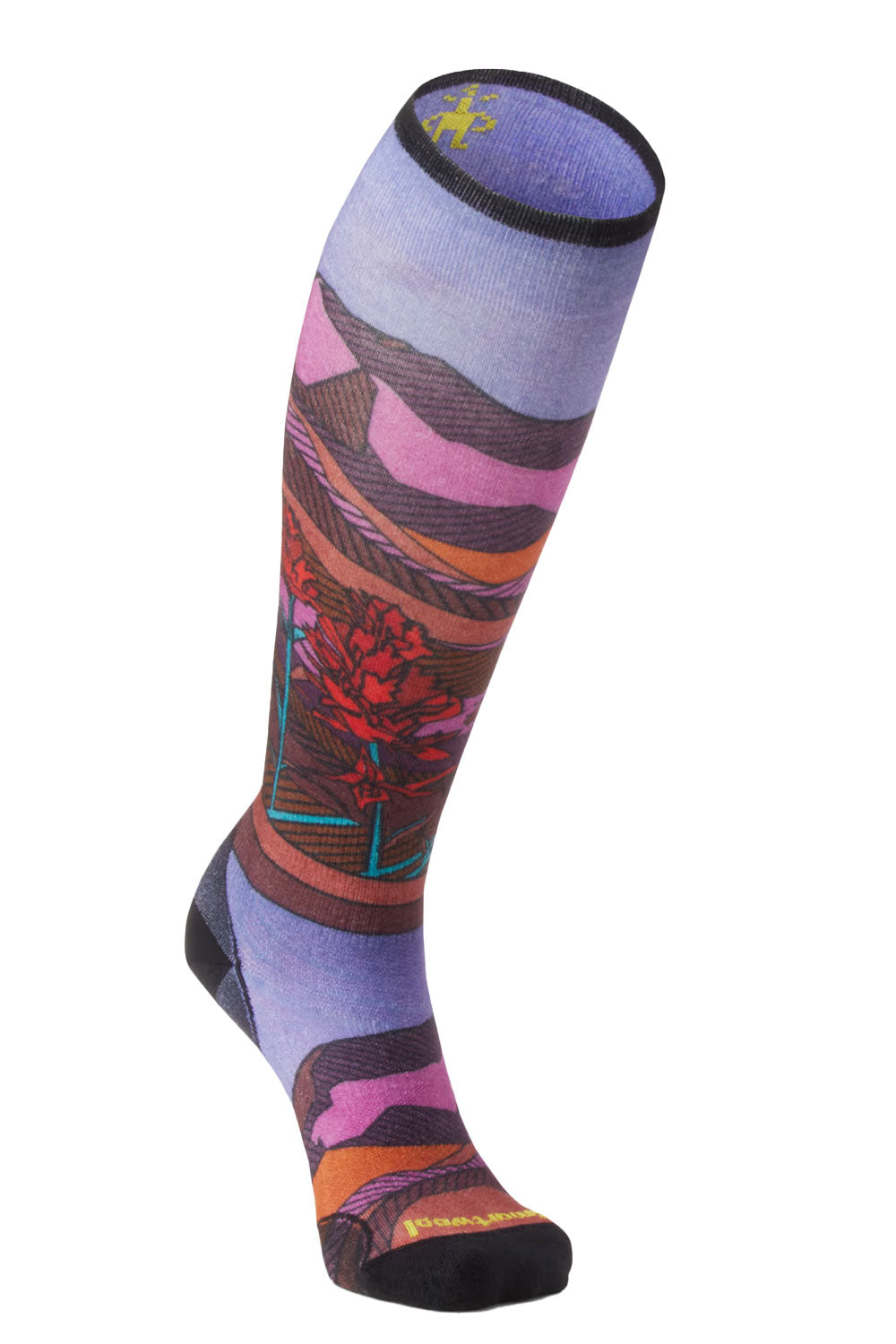 Ski socks with floral pattern