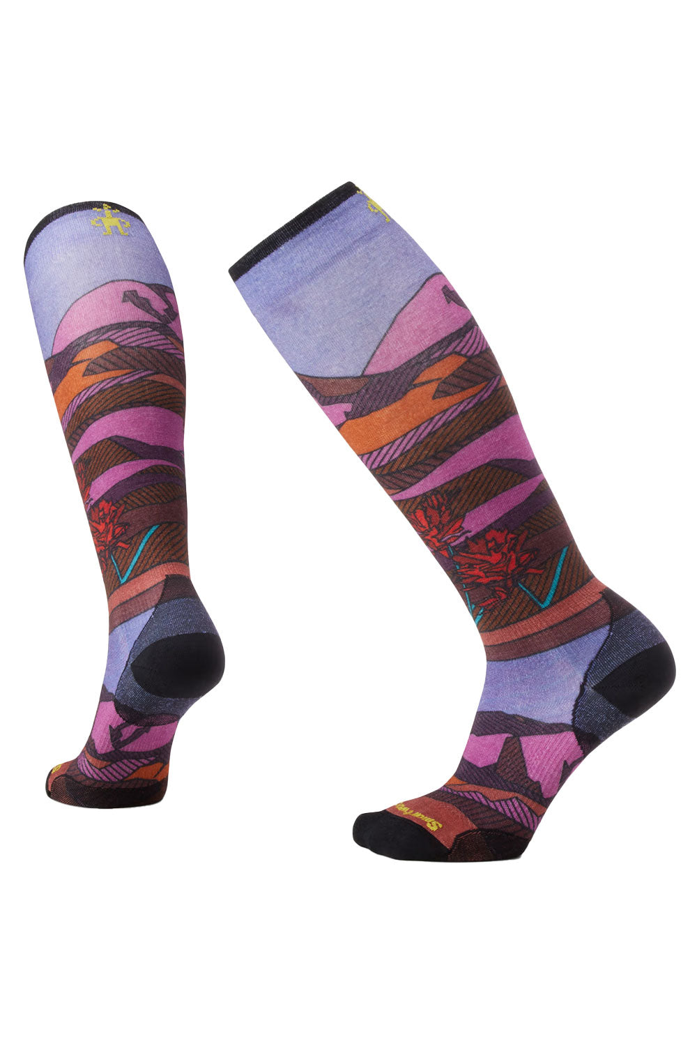 Ski socks with floral pattern
