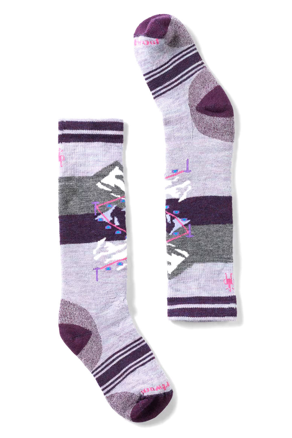 Pair of patterned socks on a white background