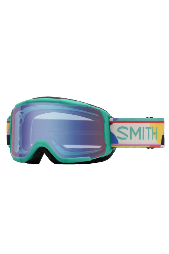 Smith goggles with colorful strap on a white background