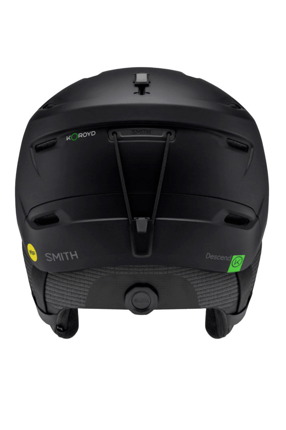 Black helmet with visible branding on a white background