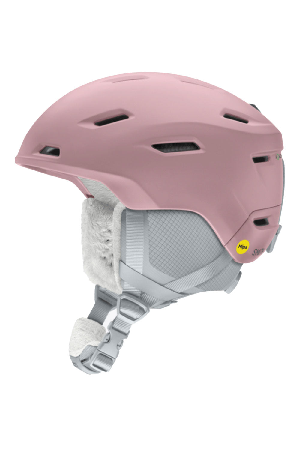 Pink helmet with white interior on a white background