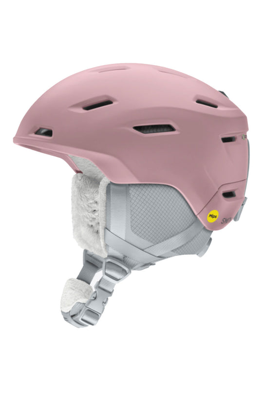 Pink helmet with white interior on a white background