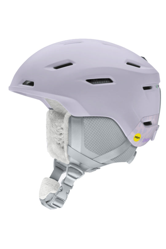 Light purple helmet with white interior on a white background