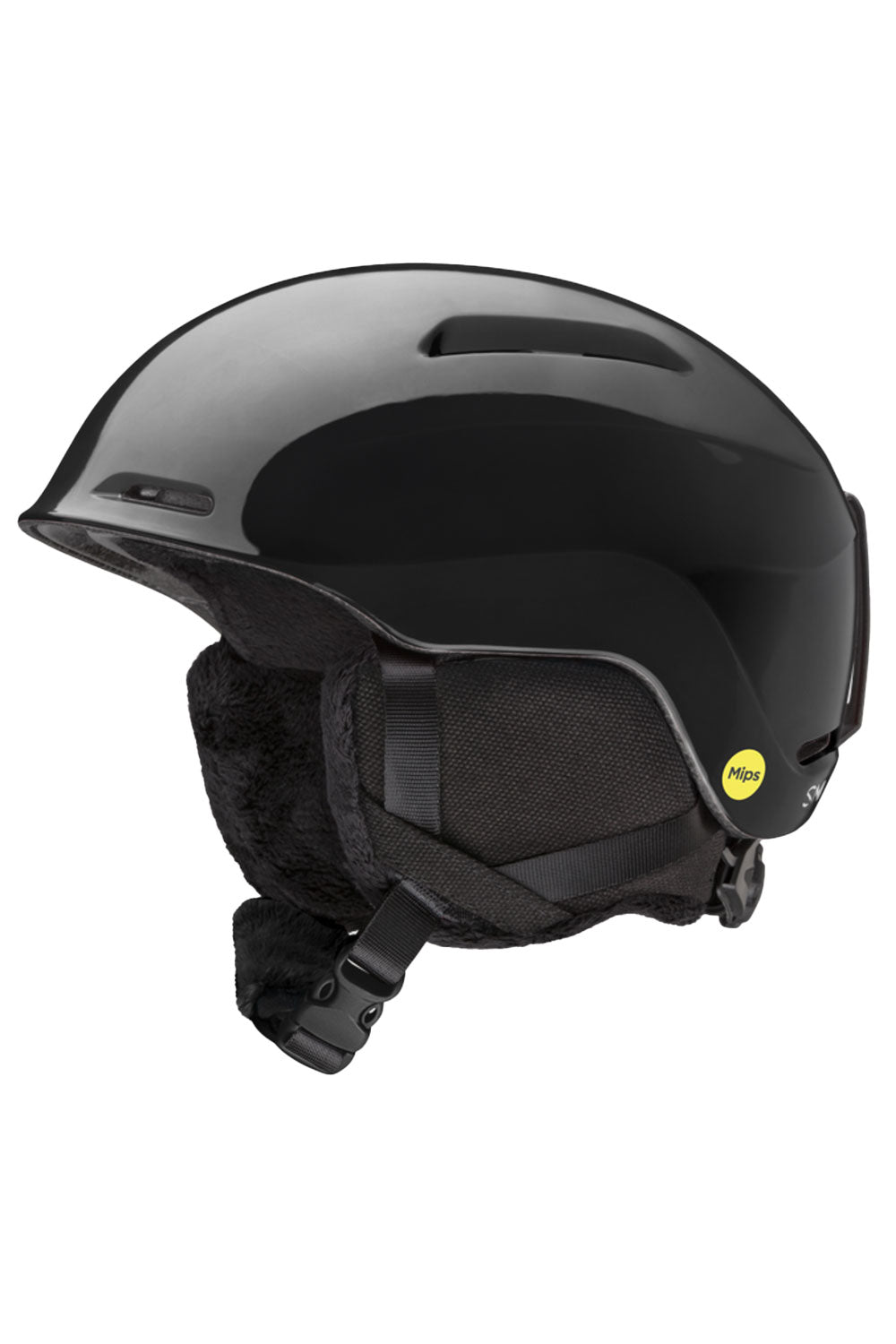 Black helmet with a visible brand logo on a white background