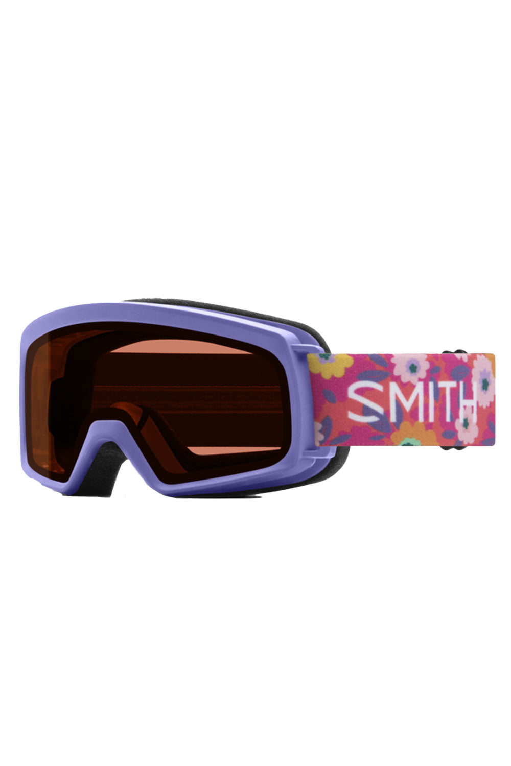 Smith snow goggles with floral design on a white background