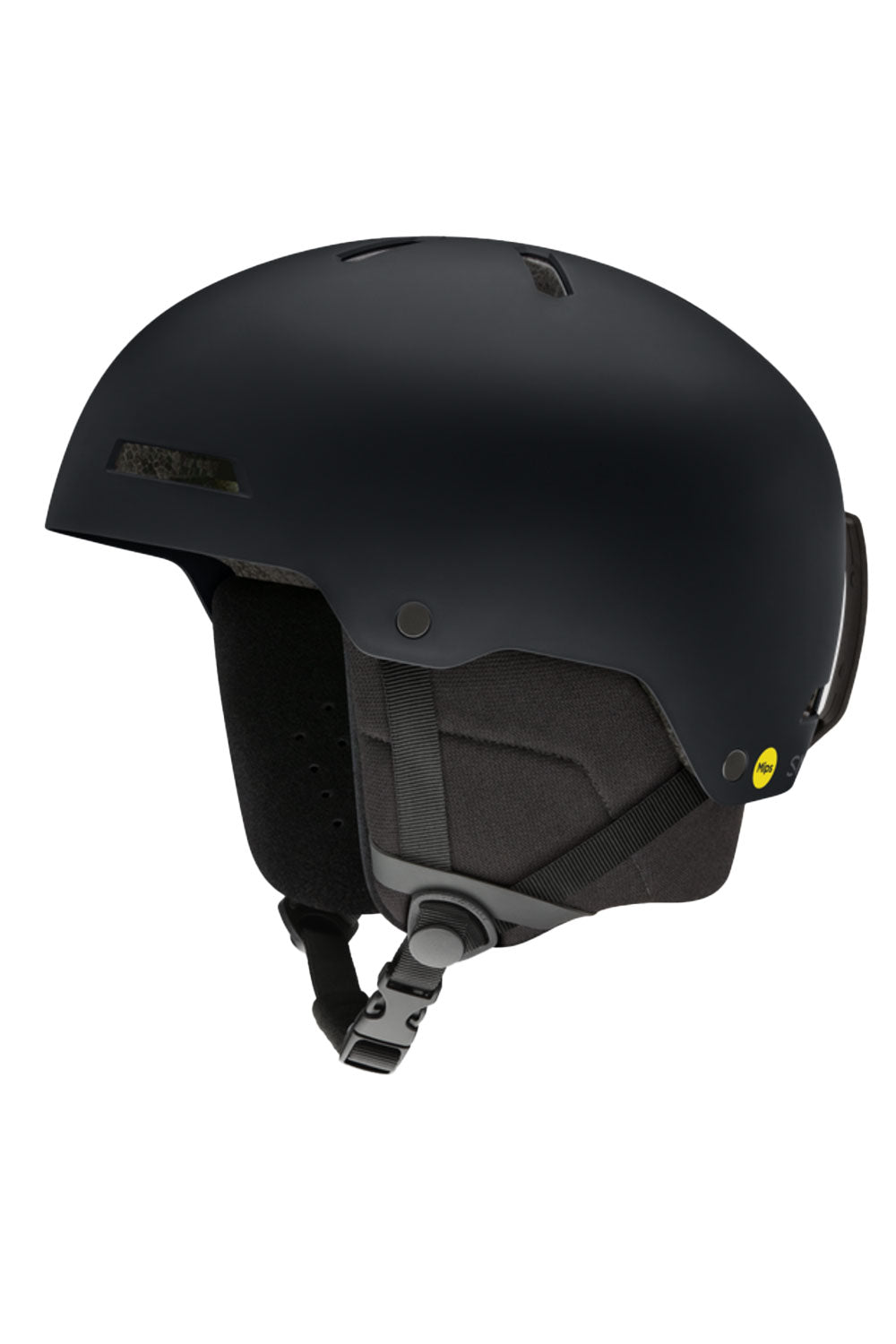 Black helmet with a visible brand logo on a white background