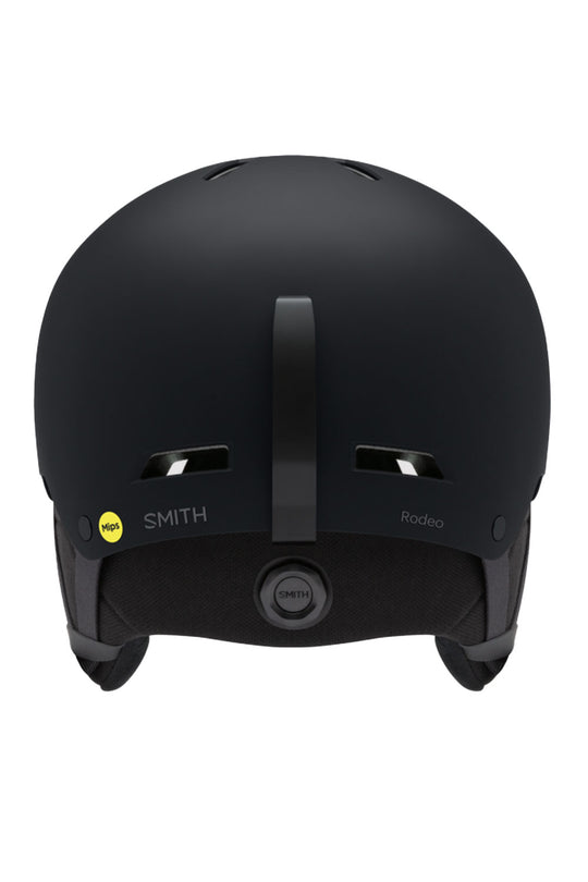 Black helmet with Smith logo on a white background