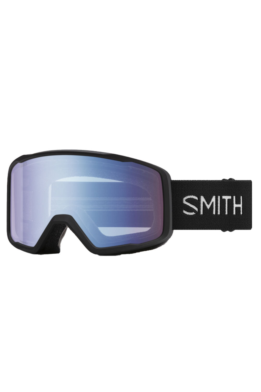 Smith goggles with a reflective lens on a white background