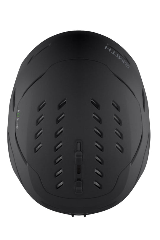 Black helmet with ventilation holes on a white background