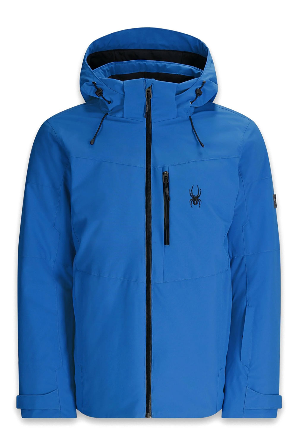 Blue jacket with a hood on a white background