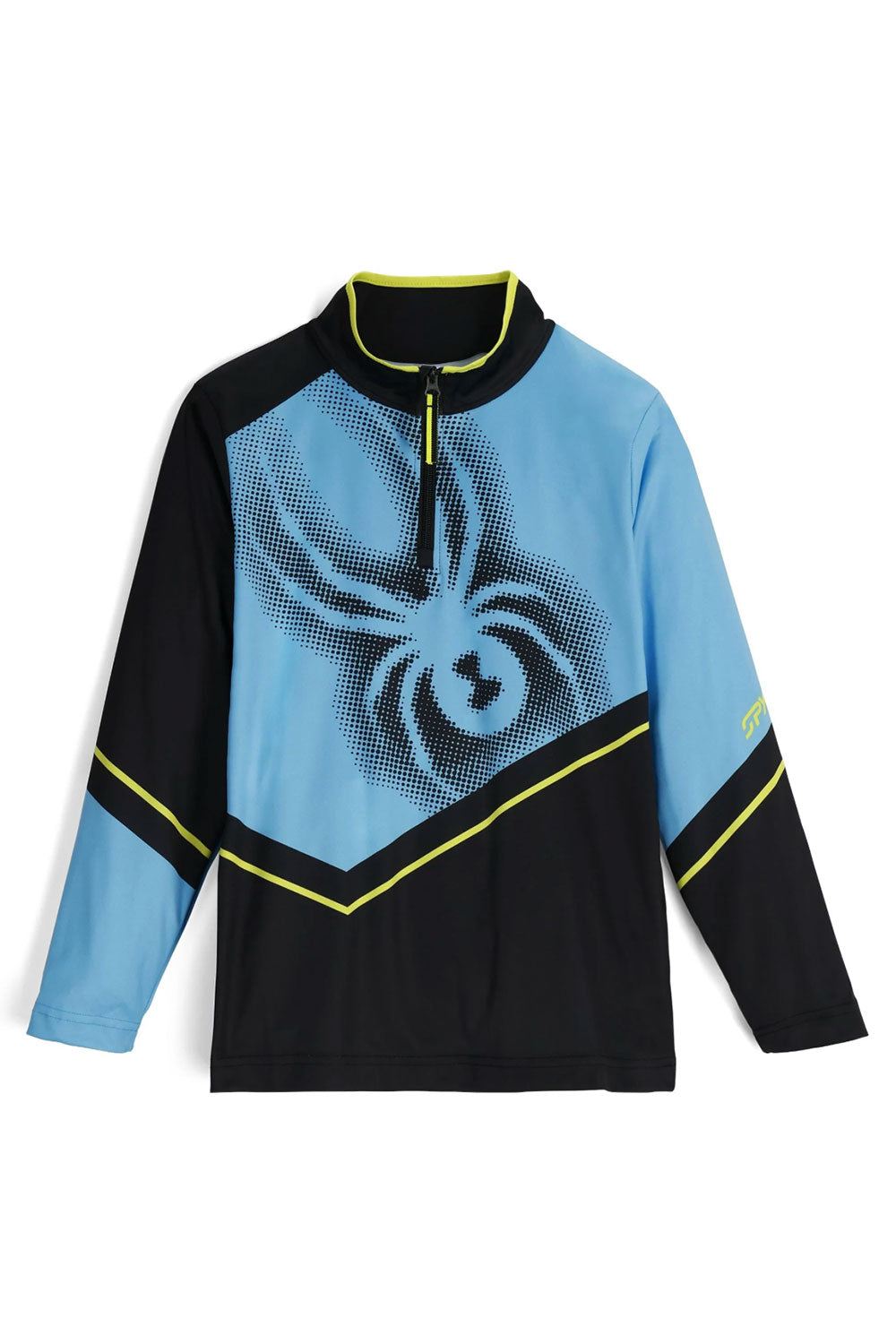 Children's long-sleeve shirt with a spider logo on a white background