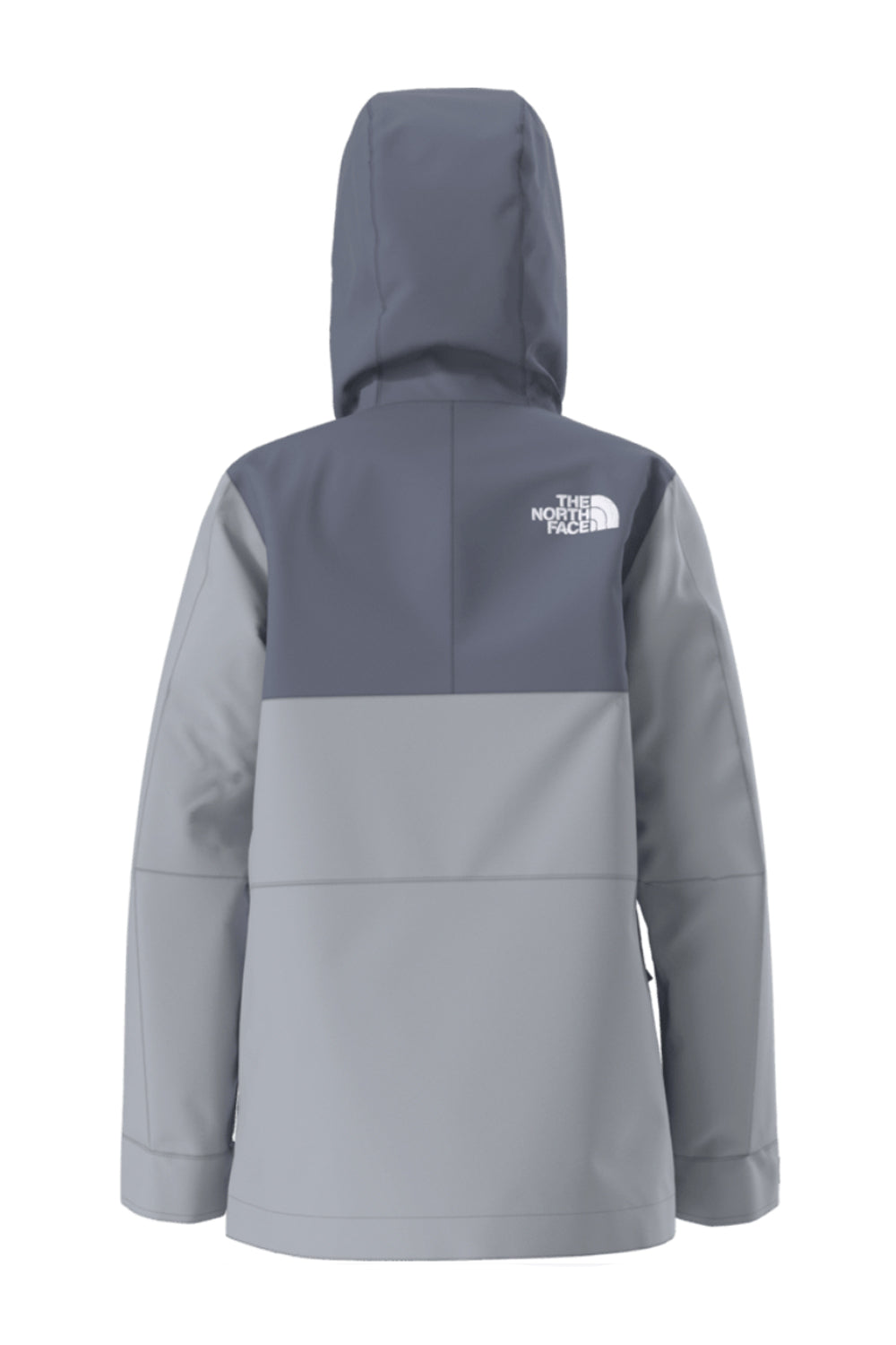 Gray and navy jacket with The North Face logo on a white background