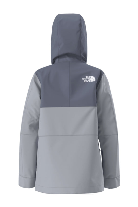 Gray and navy jacket with The North Face logo on a white background