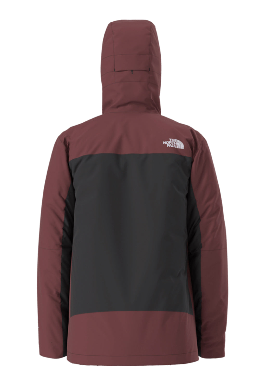 Maroon and black jacket with The North Face logo on a white background