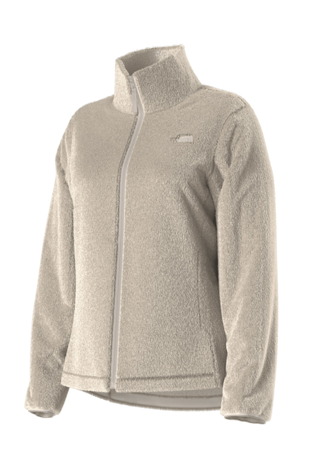 Beige fleece jacket on a white background