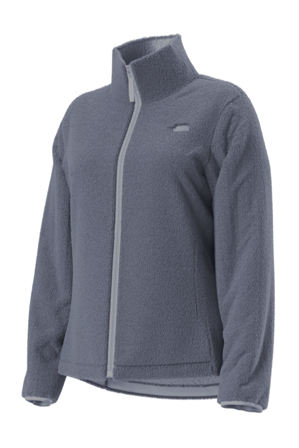 Gray fleece jacket on a white background