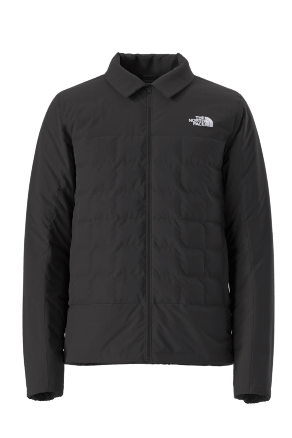 Black North Face jacket with a brand logo on a white background