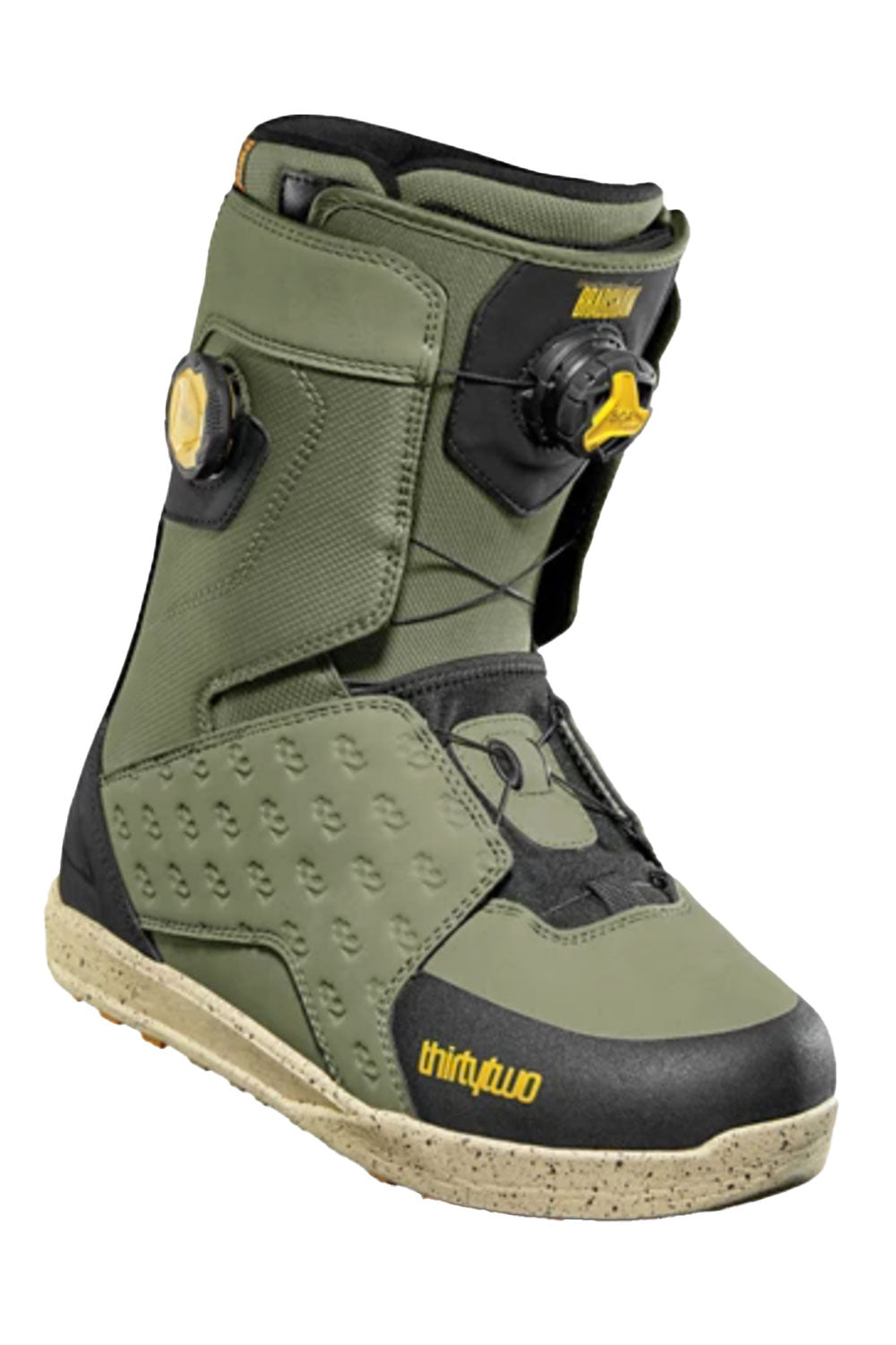 green and black snowboard boot