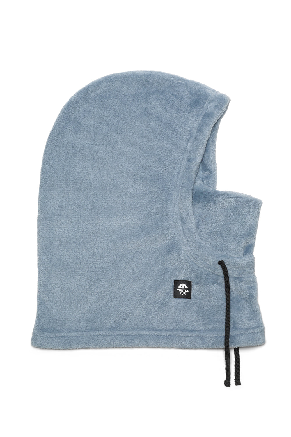 Blue fleece hood on a white background