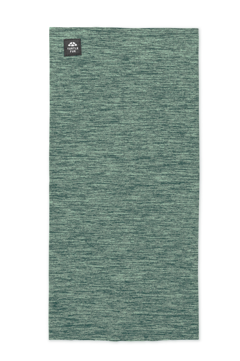 Green neck gaiter with a brand logo on a white background