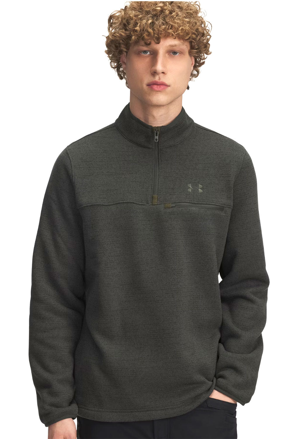 green Under Armour fleece top
