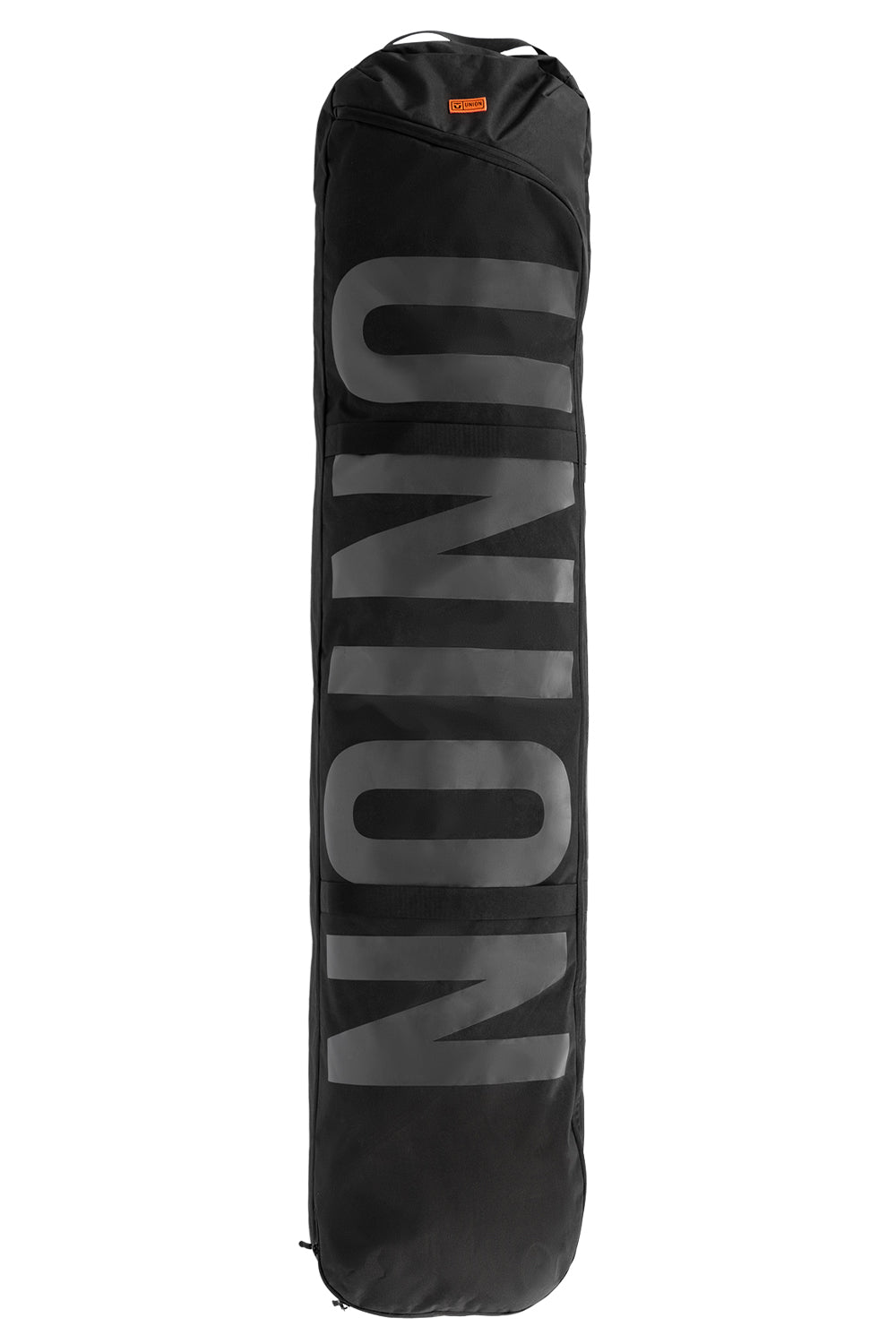 Black snowboard bag with 'Union' logo on a white background