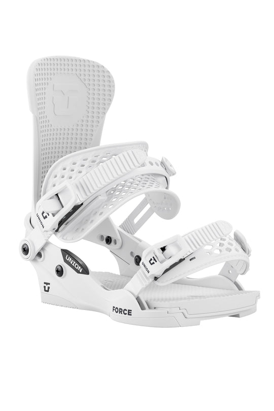White snowboard binding on a white background