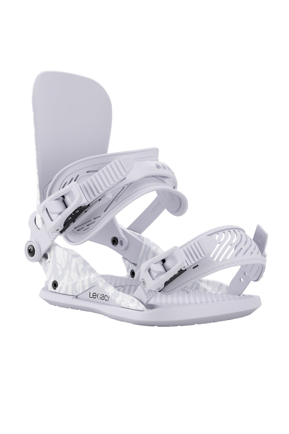 White snowboard binding on a white background